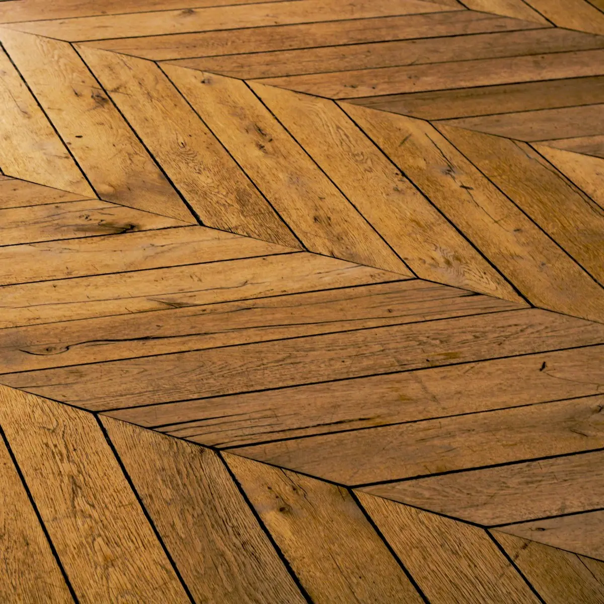 Chevron oak parquet floor