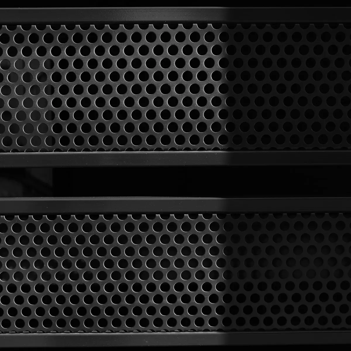 Perforated black aluminium screen panels