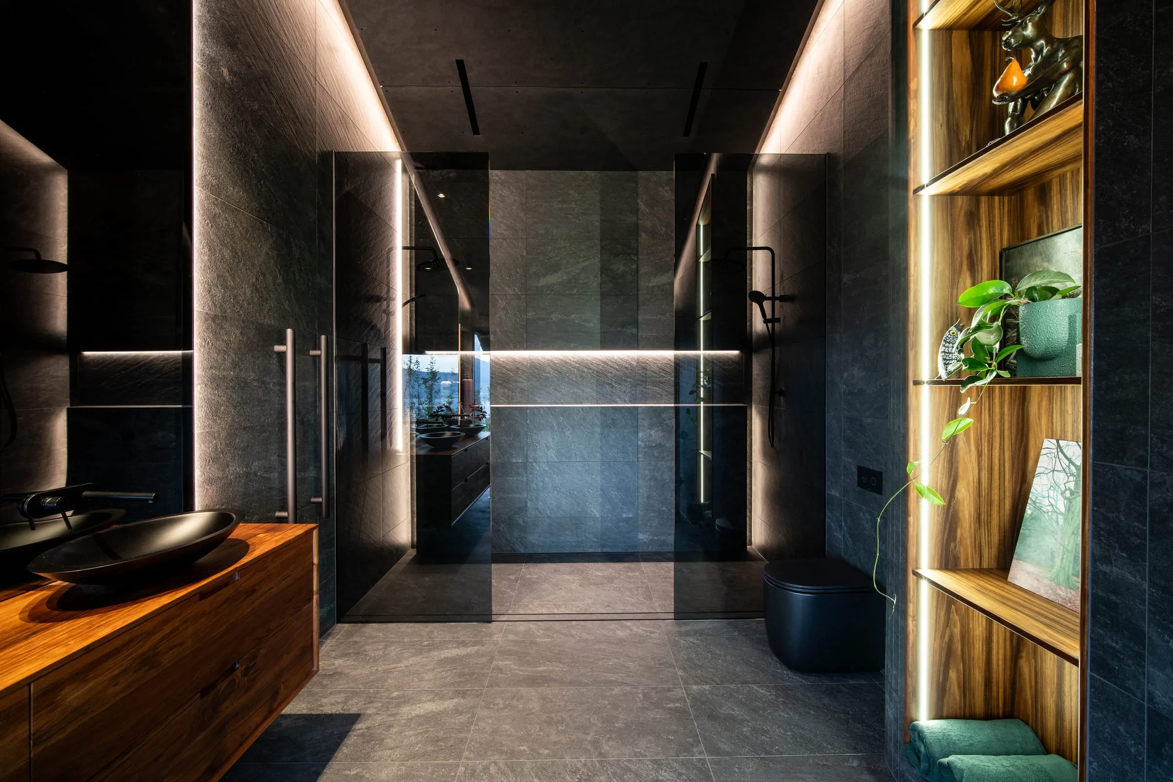 The Waverley Bathroom — a dark luxury bathroom in Bellerive